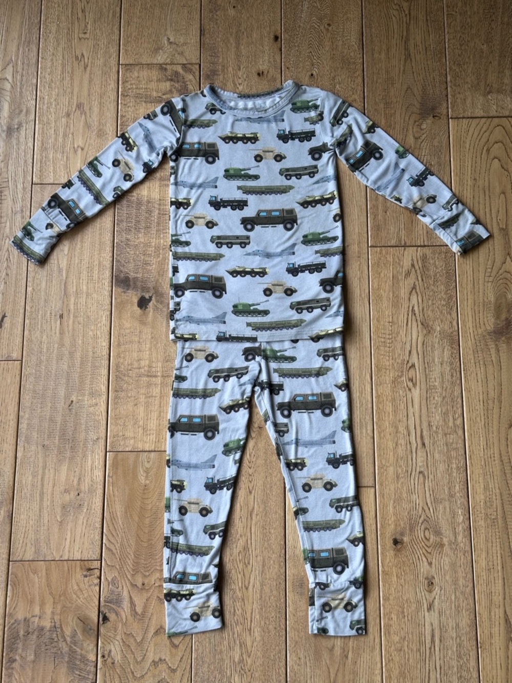 Posh Peanut Bamboo Military Vehicles Classic Pajama Set size 3T